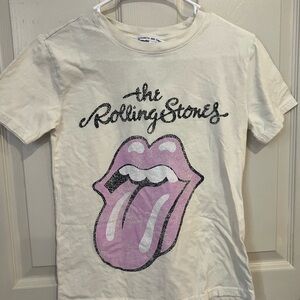 Elizabeth and James Cream and Pink Rolling Stones Tee
